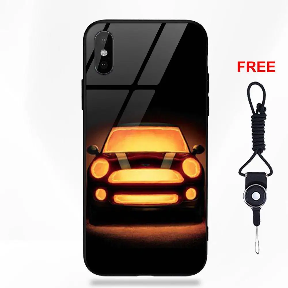 as picture Omdnwd Mini Cooper Jcw Logo Soft TPU Frame+Tempered Glass Mobile Case For Apple iPhone X XS Max XR 5 5C 5S SE 6 6S 7 8 Plus - Цвет: as picture
