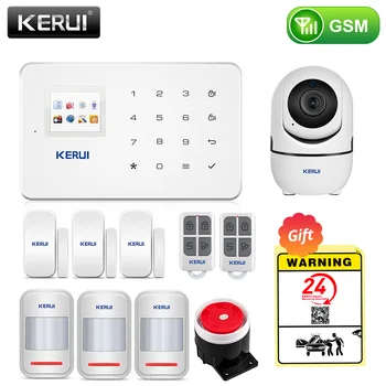 KERUI-sistema de alarma de seguridad GSM para el hogar, Detector de movimiento inalámbrico, Sensor de señal antirrobo, cámara IP 1