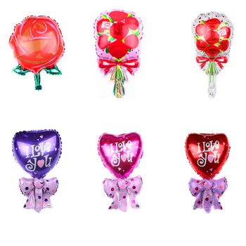 

10pc Mini Flower-shaped I Love You Foil Balloons Heart Wedding Valentine's Day Helium Balloon Globos Party Decoration