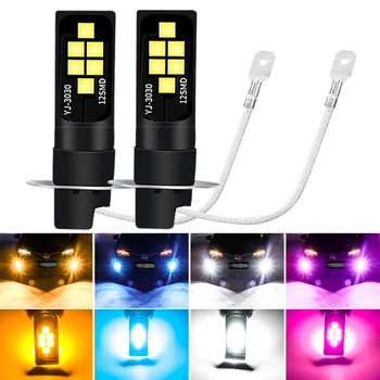 

2pcs H3 Super Led Bulbs Auto lights car led bulbs Car Light Source 3030 Chip DC 12V Fog Lamp Car Headlight orange White Ice blue