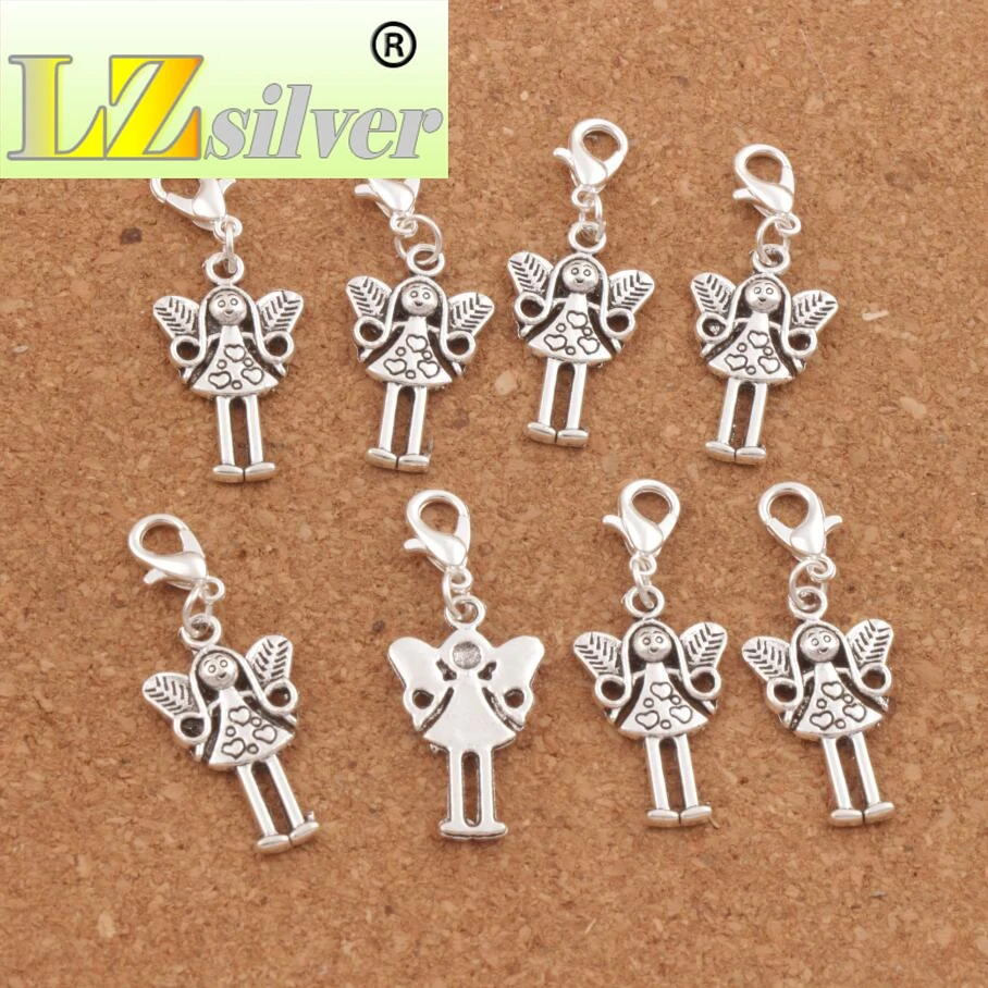 Leaf Wing Heart Angel Forest Girl Lobster Claw Clasp Charm Beads 39x14.8mm 100pcs Zinc Alloy Jewelry DIY C1150