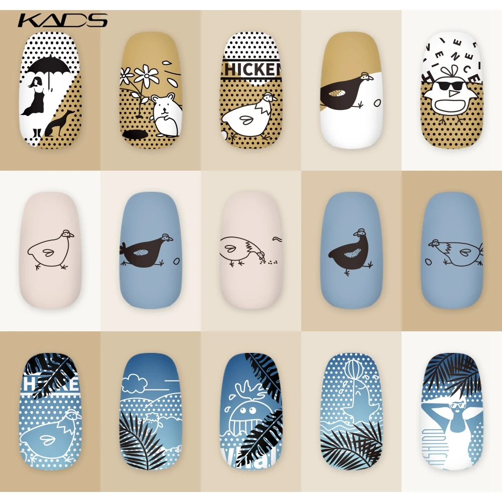 KADS Мода 062 дизайн ногтей штампы маникюрный аксессуары пластина для штамповочный трафарет дизайн ногтей Overprint Stamper инструмент
