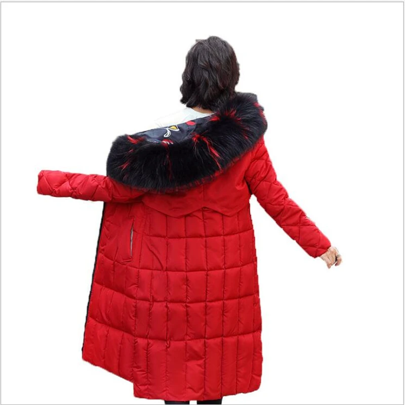 Две стороны можно носить женская зимняя куртка Новое поступление с меховым капюшоном длинное пальто с хлопковой подкладкой теплая Женская парка Z99
