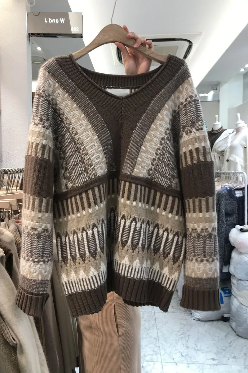 Korean Autumn and Winter New Loose Round Neck Color Matching Long Sleeve Pullover Women Oversized Sweater Women Sweaters