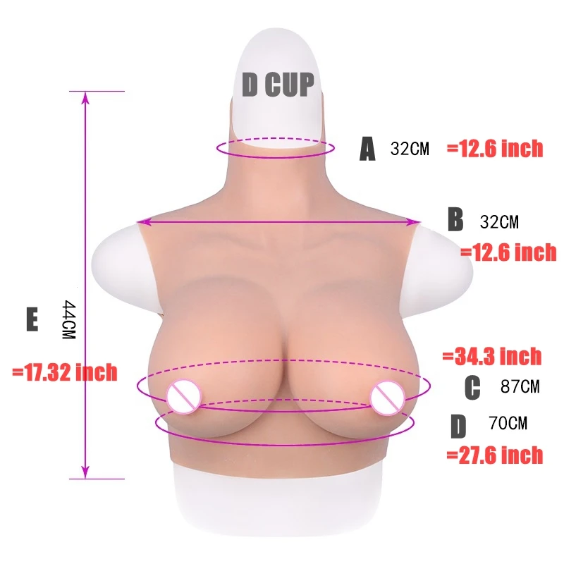 Высокий воротник шеи D чашки короткие поддельные искусственные Boob реалистичные