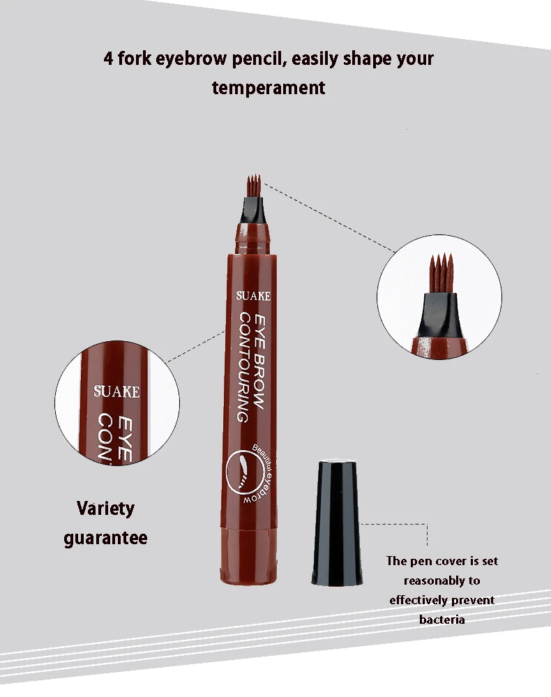 Eyebrow pen waterproof fork tip eyebrow pen tattoo pen lasting professional fine sketch eyebrow pen Eyebrow pen waterproof fork tip eyebrow pen tattoo pen lasting professional fine sketch eyebrow pen