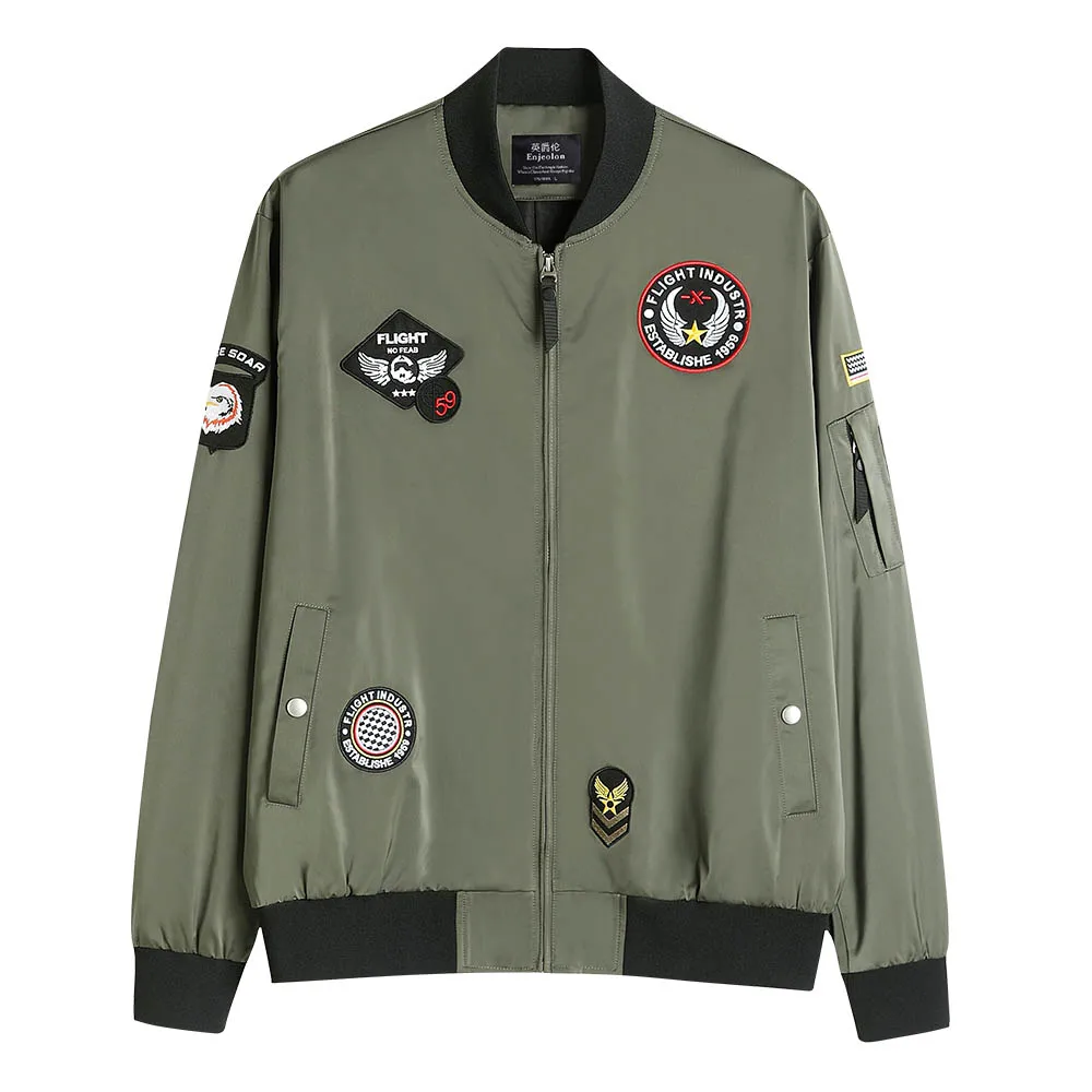 Army Green Enjeolon, осенне-зимняя куртка-бомбер, Мужская армейская куртка-пилот, куртка в стиле панк, хип-хоп, бейсбольное пальто, Мужская модная повседневная Уличная одежда, JK643 - Цвет: Army Green