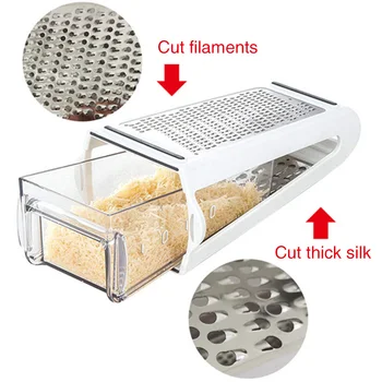 

Kitchen Tools Double Sided Dessert Stainless Steel Chocolate Cutter Potato Shredded Manual Cheese Grater Easy Clean Storage Case
