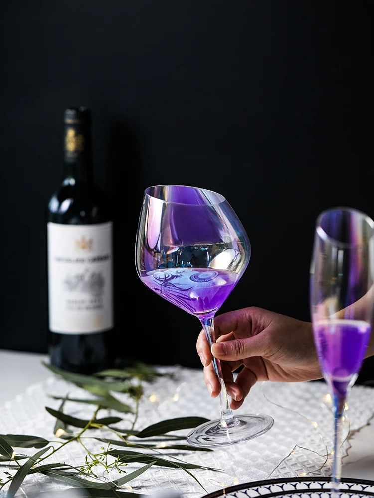 Rainbow Slanted Wine Glasses