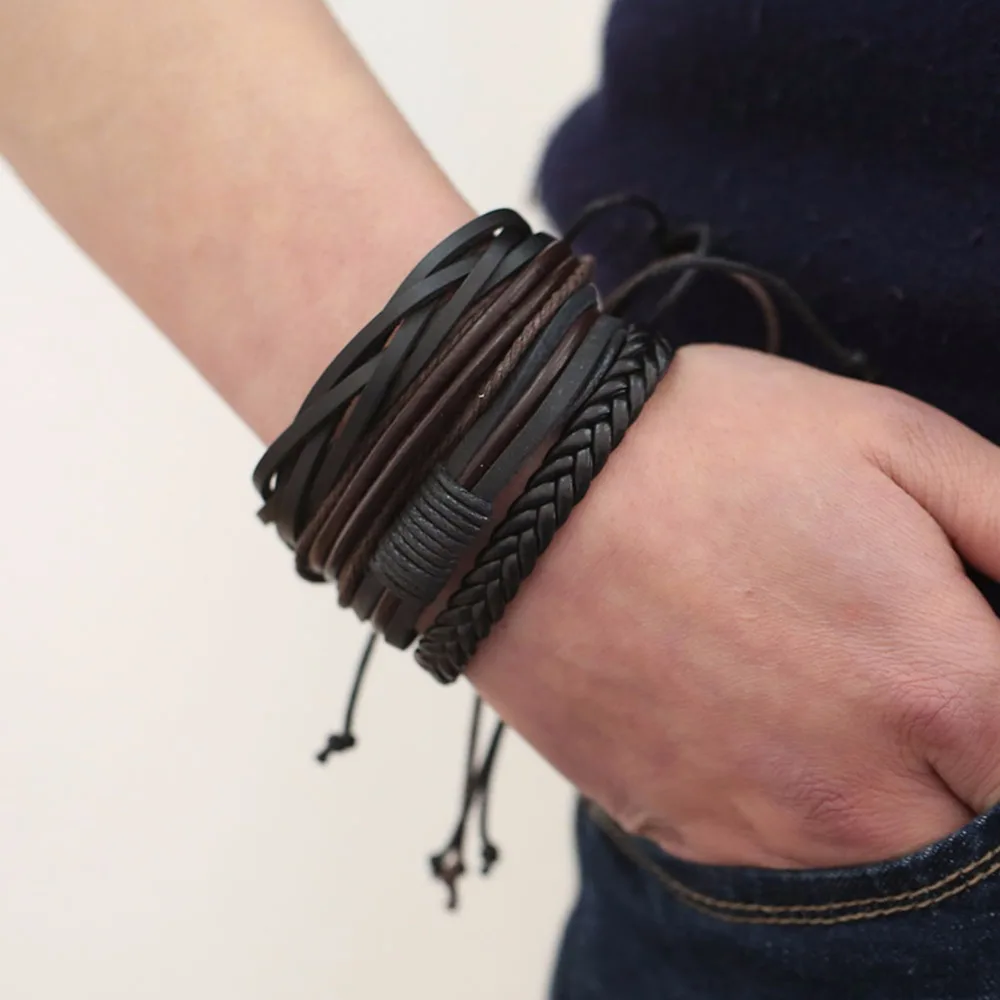 браслет мужской кожаный мужские браслеты на руку дружбы бохо bracelet женский