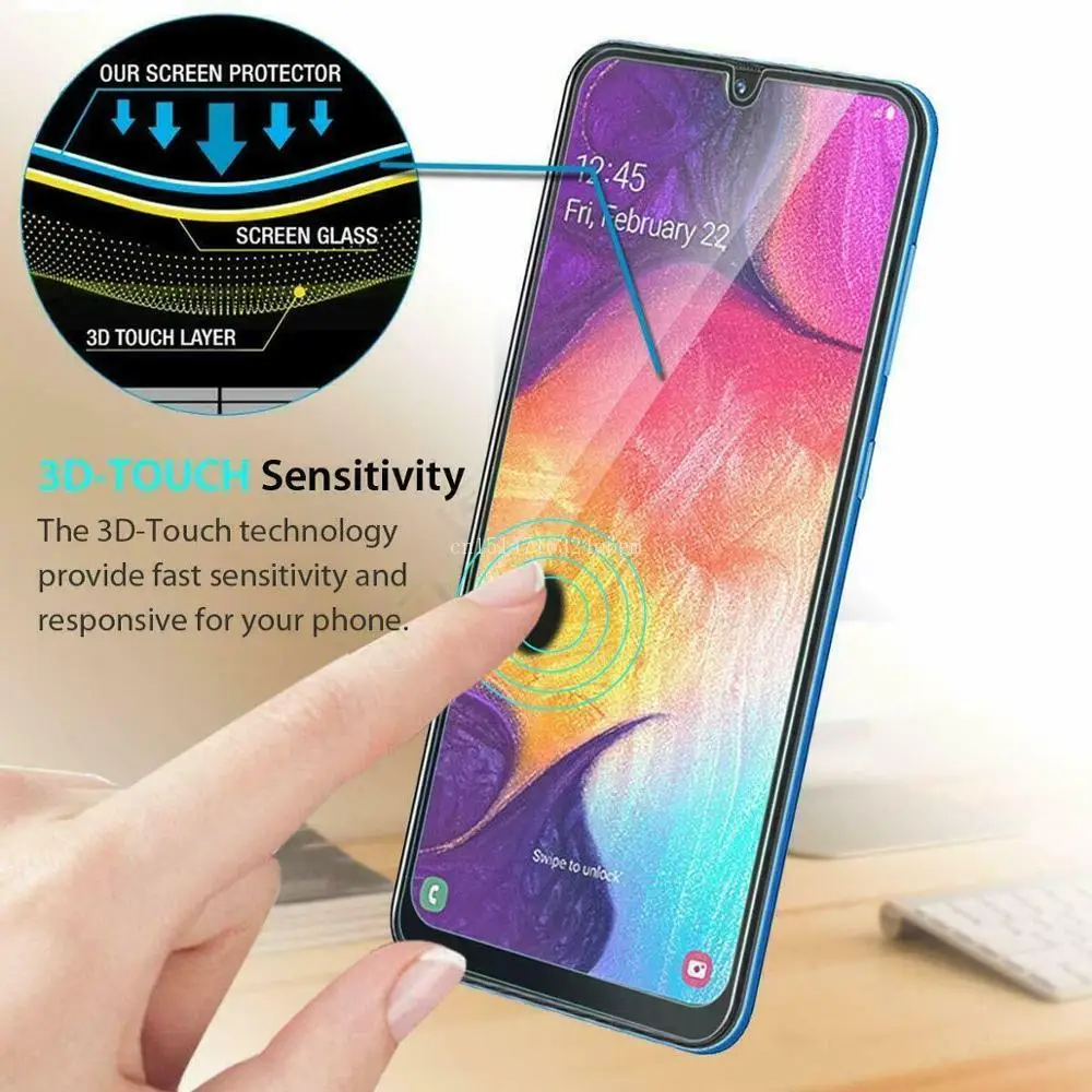 2 шт. протектор экрана из закаленного стекла для samsung Galaxy A20 A10 A50 A40 A30 A60 A70 A80 A90 полное защитное стекло