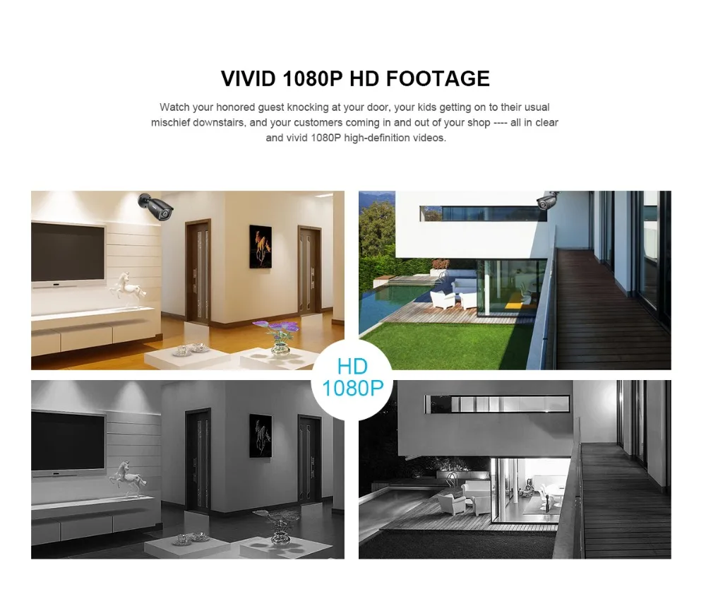 SANNCE 8CH 1080P DVR 1080P CCTV система 4 шт 1080P 2.0MP камеры безопасности ИК Открытый IP66 комплект видеонаблюдения Обнаружение движения