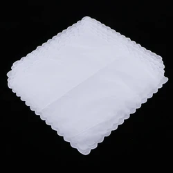 Mouchoirs de mariage en coton, 12 pièces, bricolage, vierge, bord ondulé 