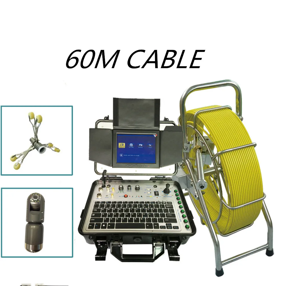 

sewerage drain pipe inpection camera 360 Degree Rotation Camera Video Endoscope Pan Tilt Sewer Camera with stainless steel skid