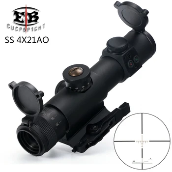 

EB SS 4x21 AO Compact Hunting Rifle Scope Tactical Sight Glass Etched Reticle Riflescope With Flip Open Lens Caps And QD Mount