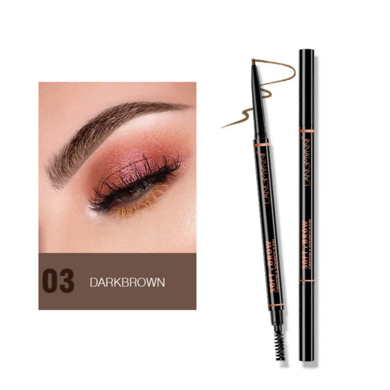 Waterproof 3D Wild Eyebrow Pencil Smudge-proof Automatic Rotating Brow Tattoo Pen Double-head Ultra-fine Eye Cosmetic Tool TSLM2