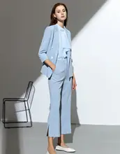 

Blue Ladies Suit Blazer Office Wear костюм женский Female Work Wear Office Suit Blazer Women Suits костюм женский Two Piece Set