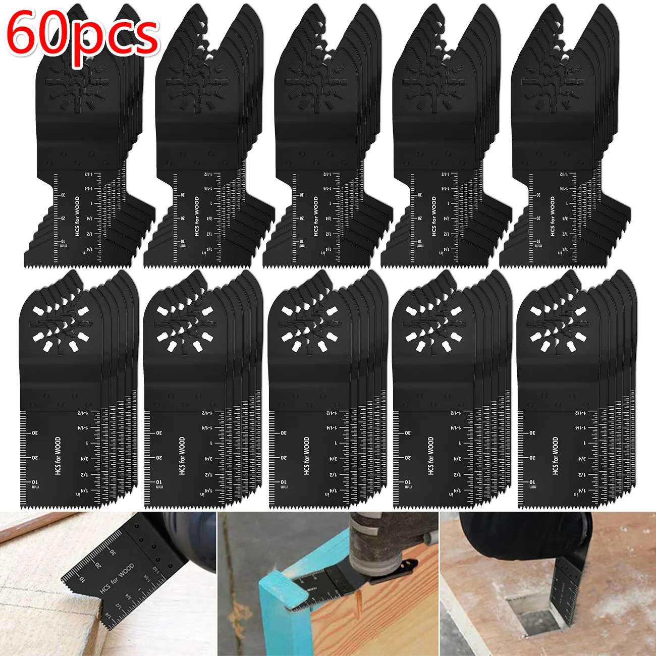 60 adet evrensel testere bıçağı seti ahşap Metal plastik salınımlı çok amaçlı hızlı bırakma testere bıçakları güç ahşap kesme aracı Bit