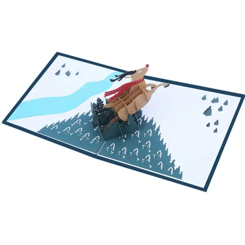 3D Рождественские Украшения Красочная елка поздравительная открытка лазерная резка конверт открытка полый резной подарок ручной работы - Цвет: 1
