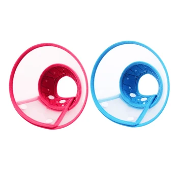 

2Pcs Dog Cat Elizabethan Non-Toxic Wound Healing Cone Pet ANTI BITE Collar, S - Pink & Blue