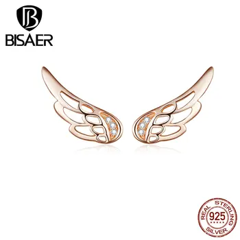

Angel Wings BISAER Hot Sale 925 Sterling Silver Lucky Angel Wings Stud Earrings for Women Small Earrings Fashion Jewelry ECE343