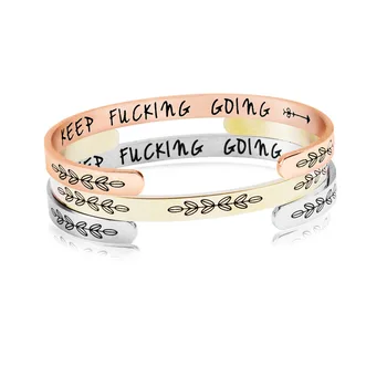 

6MM Personalized Inspirational Quote Bracelet for Women Custom Double Side Engraved Name Character Design Bangle Cuff Customized