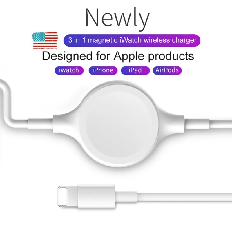 

Smartwatch Wireless Charger With Data Cable For Apple, Fast Charging Adapter For IWatch 1/2/3/4