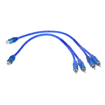 

Car o RCA Female to 2 RCA Male Splitter Adapter Cable Wire Dark Blue 2 Pcs