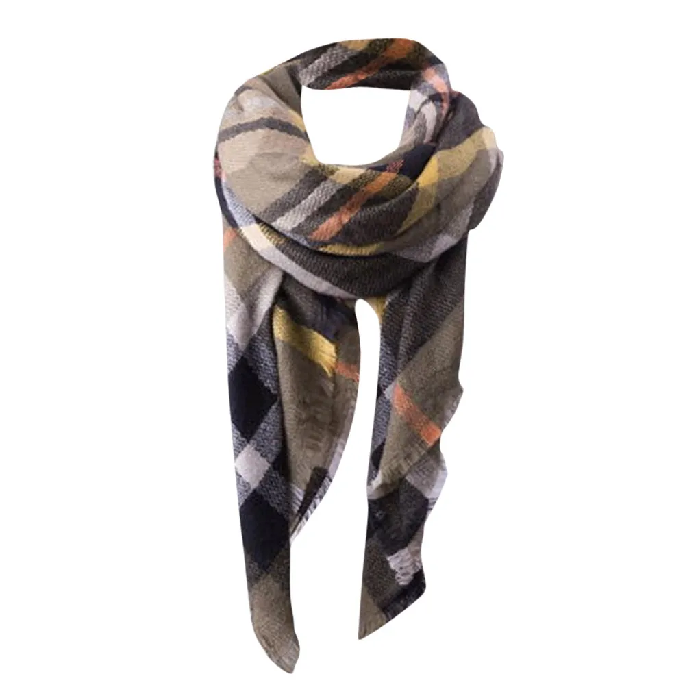 Женская шаль, кашемировые осенние клетчатые Клетчатые Шерстяные шарфы, шарф, женский кашемировый классический британский клетчатый шарф, сохраняющий тепло#35 - Цвет: E