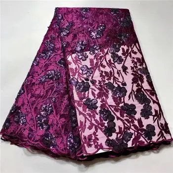 

sequence lace fabric robe de soiree french lace fabric high quality watermelon red africain bridal lace fabric 5yard / lot