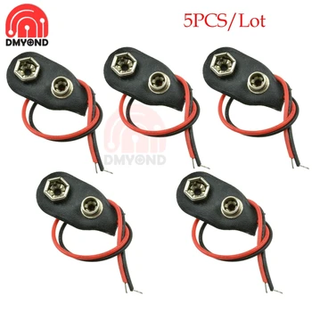 5 ชิ้น/ล็อต 9V แบตเตอรี่คลิปเชื่อมต่อแบตเตอรี่ 9V Snap on Connector 10 ซม.สีดําสีแดงสายเชื่อมต่อหัวเข็มขัดสําหรับ Arduino DIY I T ประเภท 1