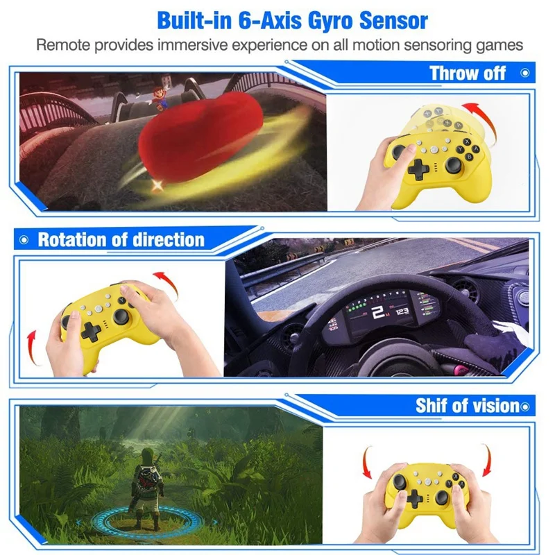 Беспроводной Bluetooth Pro контроллер для nintendo Switch/Switch Lite поддерживает турбо и регулируемую функцию двойного удара