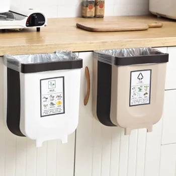 

Folded Garbage Can Wall Hanging Car Trash Multi-functional Household Hanging Toilet Scaling Basket