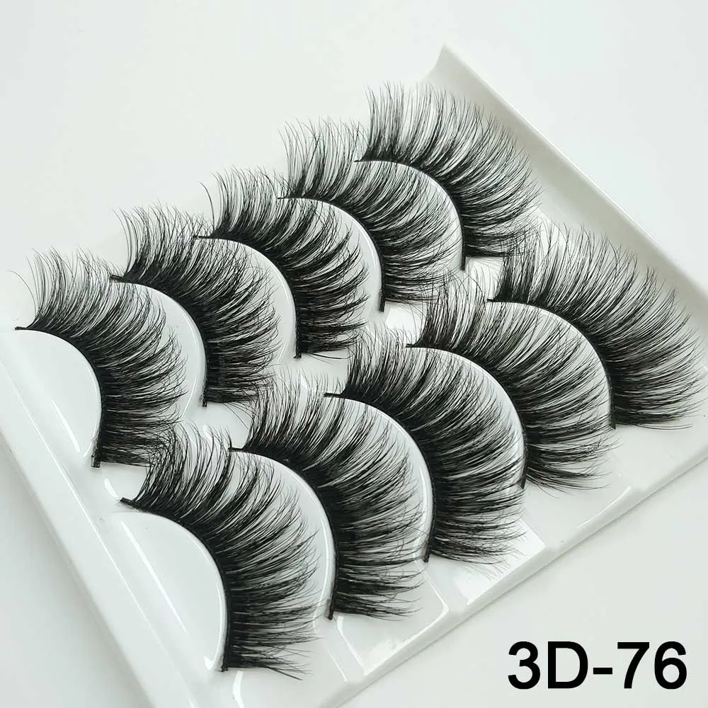 5 пар норковых ресниц натуральные/толстые 3D Искусственные ресницы натуральные накладные ресницы ручной работы инструмент для макияжа накладные ресницы - Цвет: 3D-76