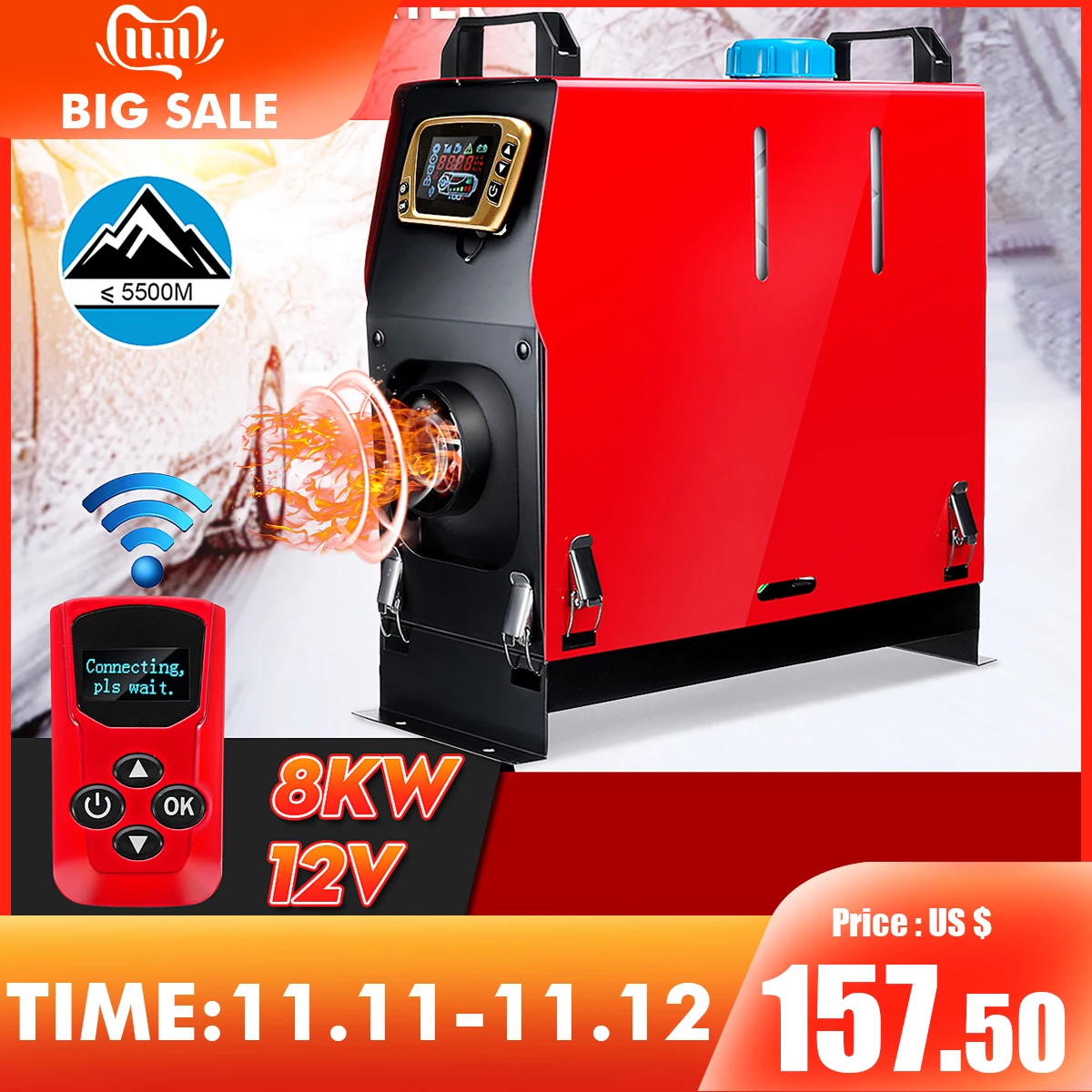 Prix Tout en un 8000W Air diesels chauffage 8KW 12V un trou voiture chauffage pour camions camping cars bateaux Bus + LCD interrupteur à clé + anglais à distance