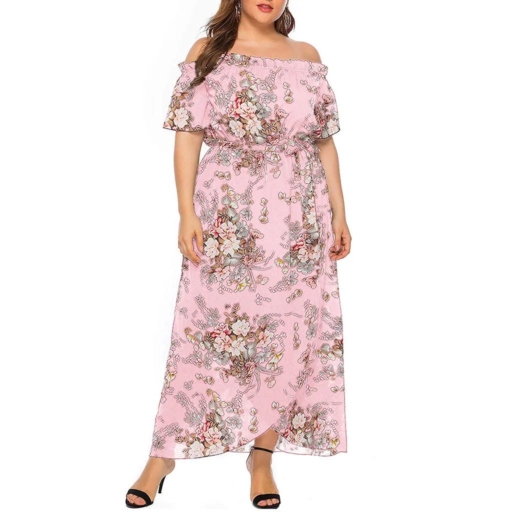 Платье Женское vestidos de verano vestido ropa mujer платья vestidos mujer robe повседневное XL-5XL с коротким рукавом и принтом Z4