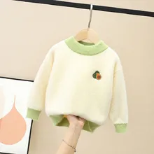 Зимний вязаный кашемировый свитер с длинными рукавами и принтом авокадо для маленьких девочек, детский пуловер, джемперы, детская одежда