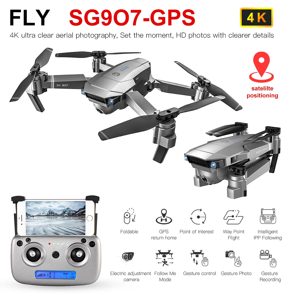 GPS Дрон с 4K HD двойной камерой широкоугольный WIFI FPV RC Квадрокоптер складной видео