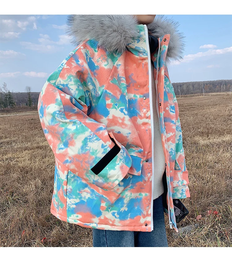 FUODRAO Oversized Hip Hop Parka Men Camouflage Streetwear Warm Winter Jackets Fur Collar Hooded Outwear Outdoor Coats J200