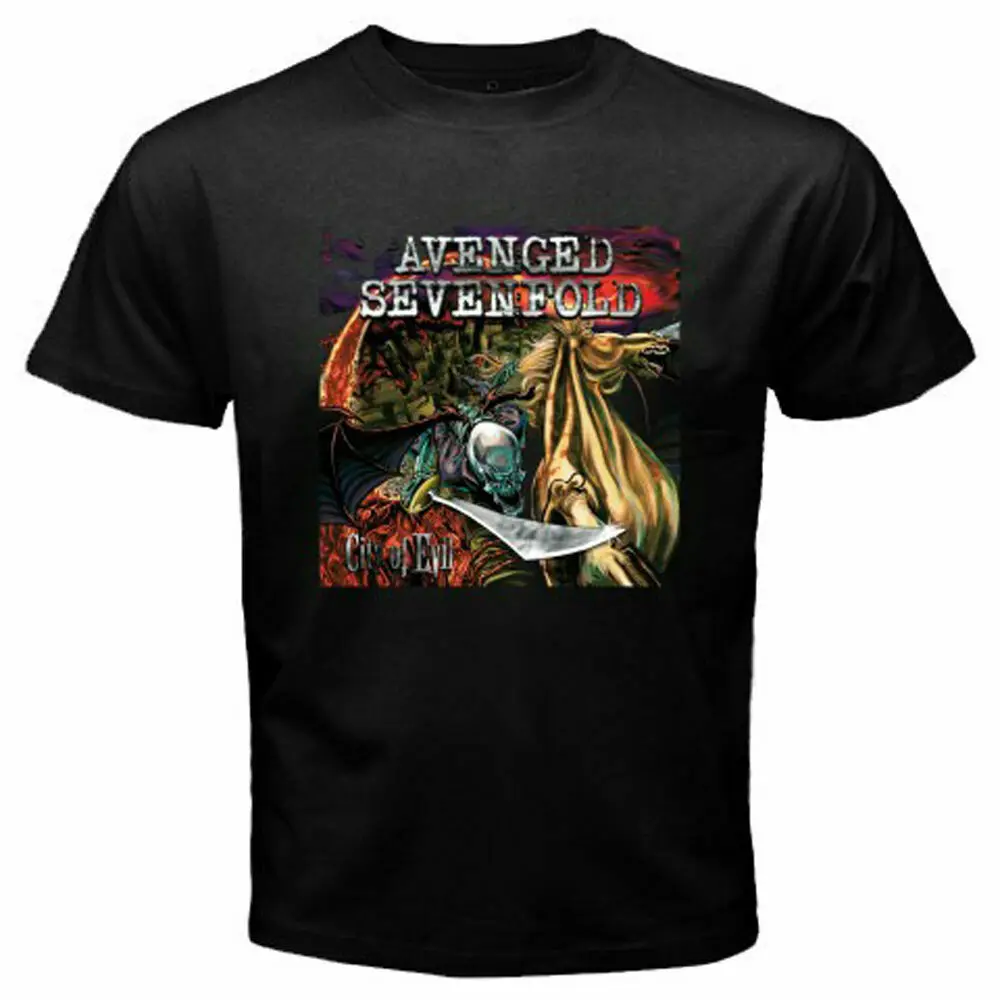 New AVENGED SEVENFOLD A7X City of Evil Metal Rock Men Black T-Shirt S-2XL Casual Short Sleeve T Shirts | Мужская одежда