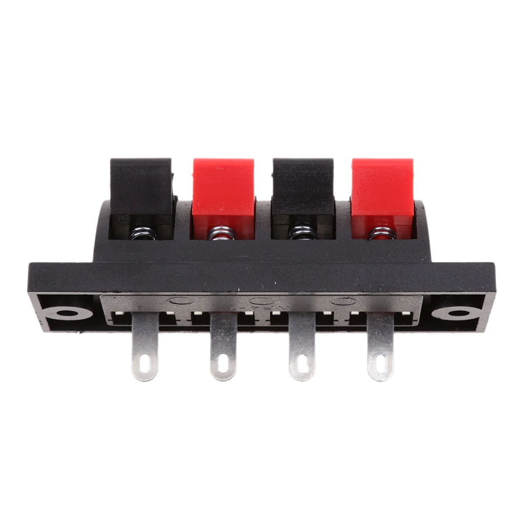 4 Way Stereo Speaker Plate Terminal Strip Push Connector Block 4 Pieces