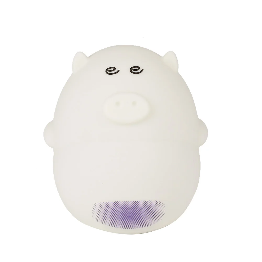 

Lovely Cute Pig LED Night Light Sound Control With Alarm Clock USB White