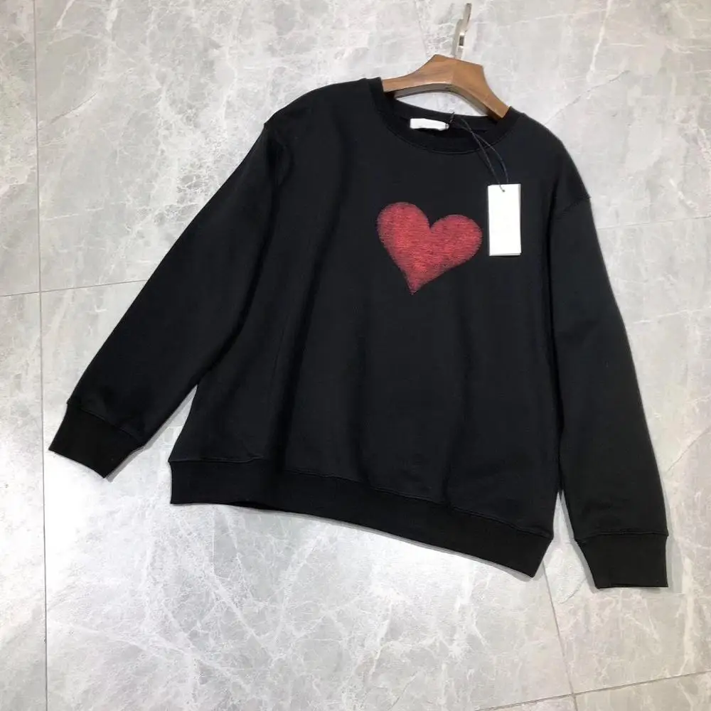 

2019 new heart pattern unisex sweatshirts loose casual cotton pullovers