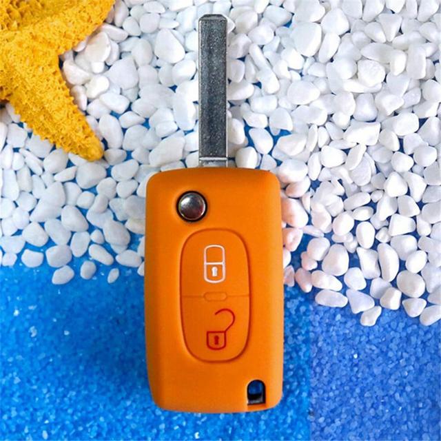 for Peugeot 308 folding 3-key silicone key case 307 207 206 key bag 408 remote control protective sleeve