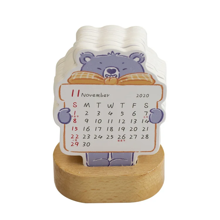 Карта Тип настольного календаря Маленький милый медведь хомяк серии Творческий мультфильм свежий календарный план DIY календарь памятки