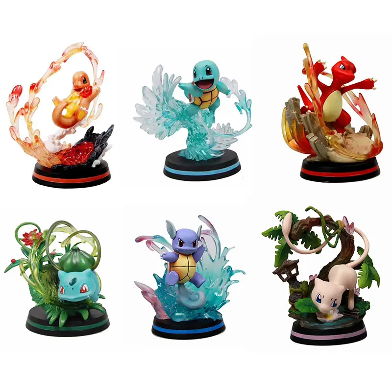 Action Figures Pokemon Figurine Pikachu Squirtle Charmander Bulbasaur Mewtwo PVC Model  Collection for Home Decor Toys Gifts