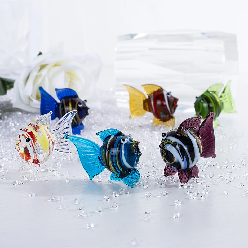 H& D 6 шт. ручная работа муранского стекла тропические статуэтки в виде рыб миниатюры морские животные коллекционный подарок домашний декор украшение аквариума