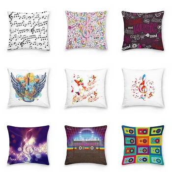 

Double Side Music Pattern Polyester Cushion Cover 45*45cm Decorative Pillowcase Home Sofa Bed Decoration Pillowcover