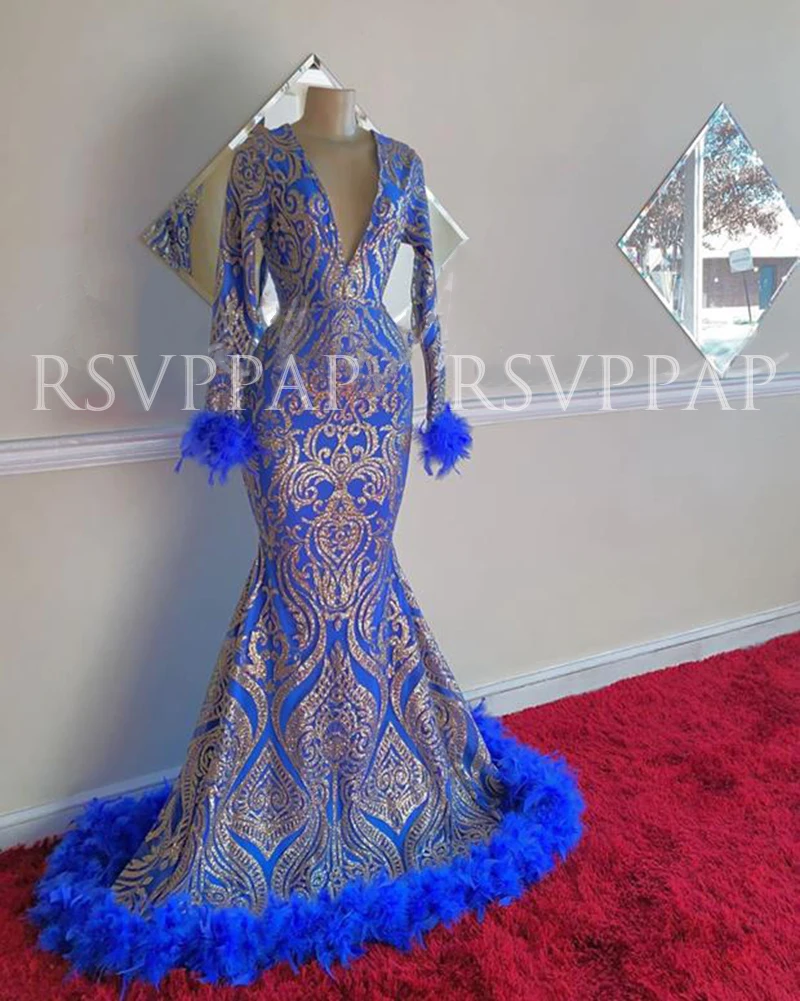 blue and silver prom dress