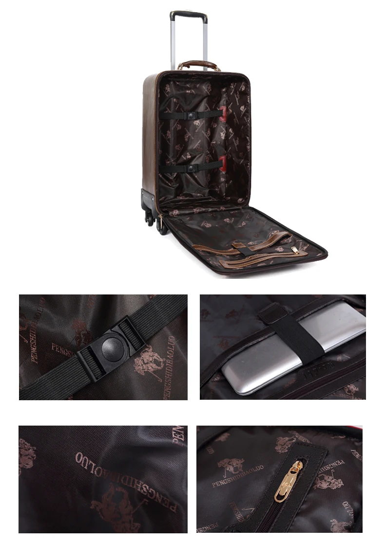 Женские Бизнес багажные серии 16 20 24 дюймов PU прокатные багажные наборы, мужская сумка на колесиках для путешествий чемоданы с колесами